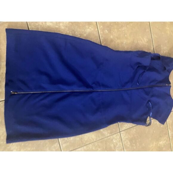 Diane Von Furstenberg 12 Career Exposed Zipper Blue Dress - Picture 6 of 7